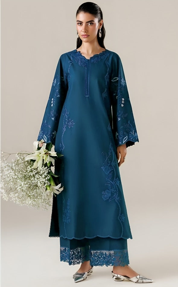 PREMIUM 2PC CO-ORD DHANAK MARINA EMBROIDERY DRESS