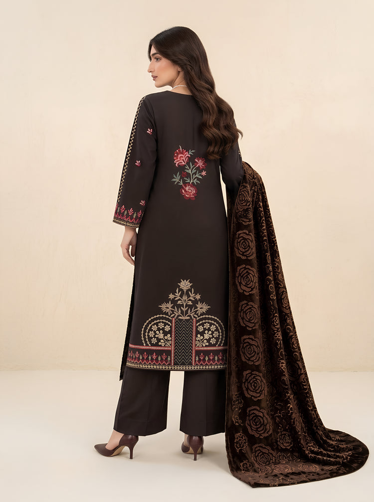 AIRJET 3PC DOBBY PREMIUM EMBROIDERED SUIT WITH PALACHI SHAWL