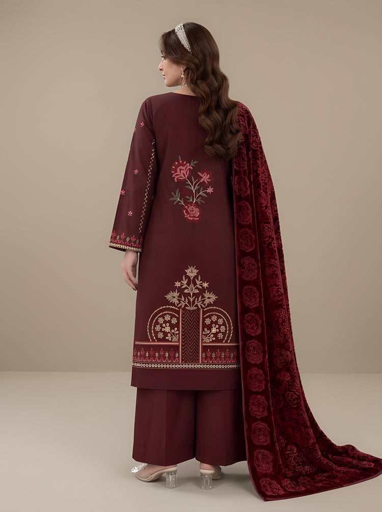 AIRJET 3PC DOBBY PREMIUM EMBROIDERED SUIT WITH PALACHI SHAWL