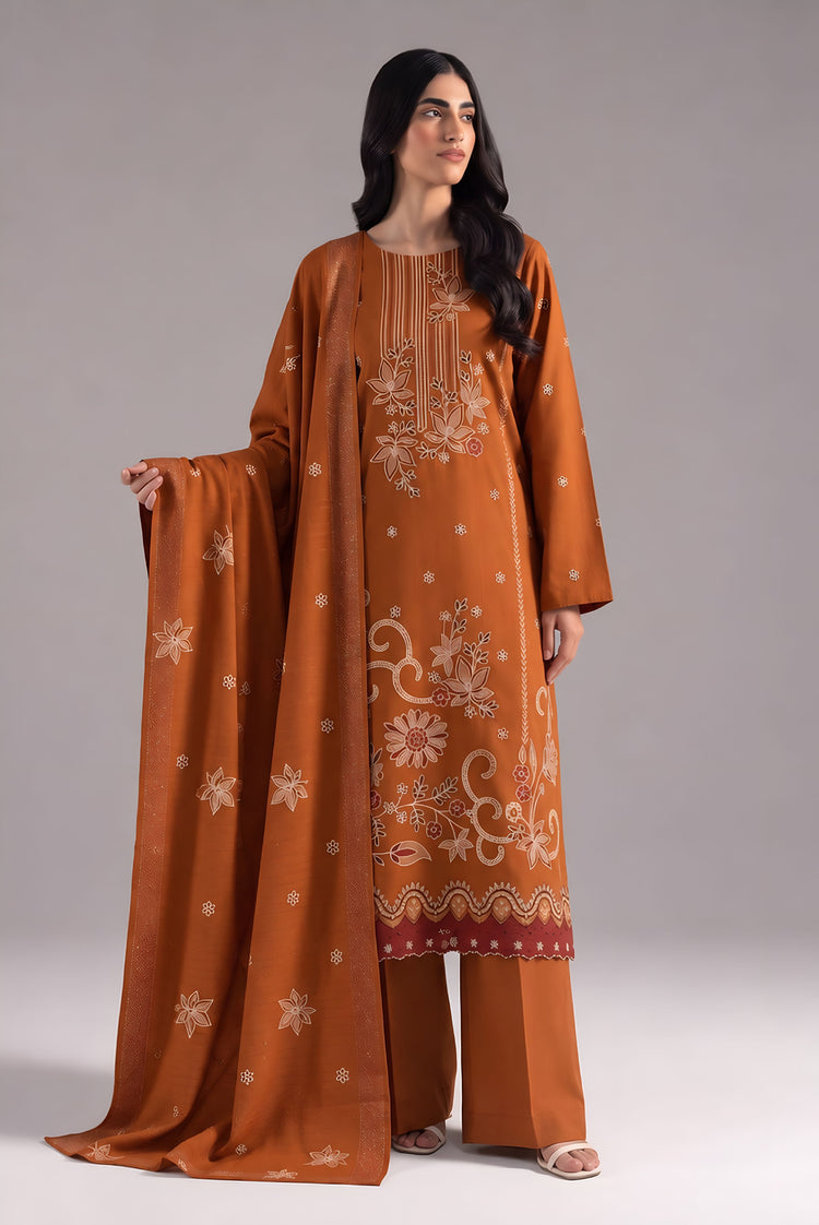 AIRJET 3PC PREMIUM DRESS WITH MUTLI-COLOR EMBROIDERY AND CHAMKI SHAWL