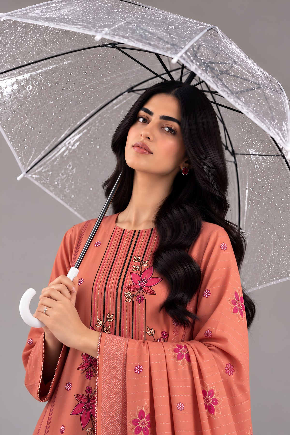 AIRJET 3PC PREMIUM DRESS WITH MUTLI-COLOR EMBROIDERY AND CHAMKI SHAWL