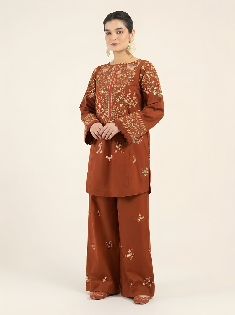 PREMIUM 2PC CO-ORD DHANAK MARINA EMBROIDERY DRESS